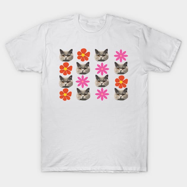 british shorthair cat flower face masks T-Shirt by T-shirt verkaufen